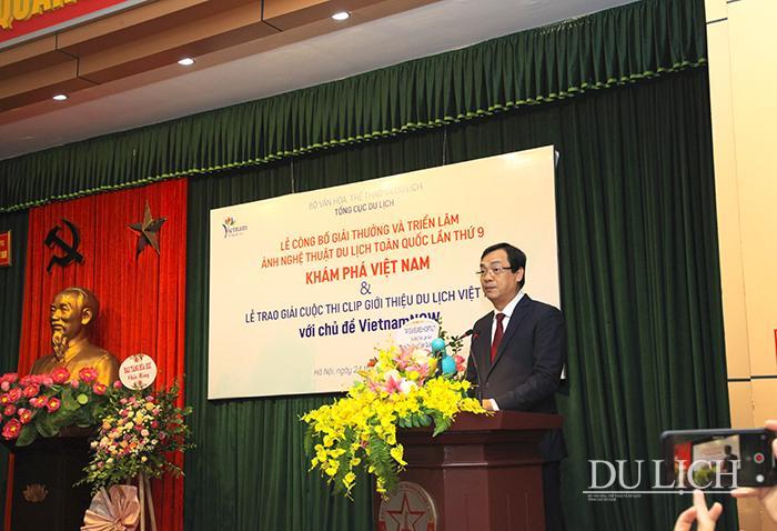 Tổng cục trưởng Tổng cục Du lịch Nguyễn Trùng Khánh phát biểu tại lễ công bố giải thưởng 2 cuộc thi